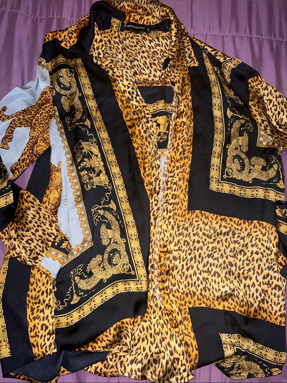 PLT Leopard Silk Top - S